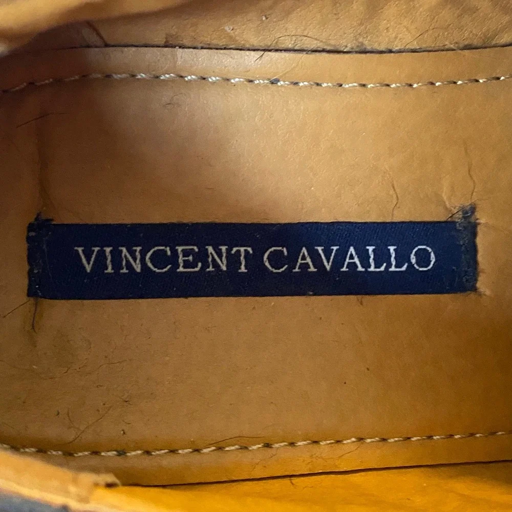 Vincent Cavallo Wingtip Oxford Mens Size 9 Navy Blue Good Brogue Dress Shoes
